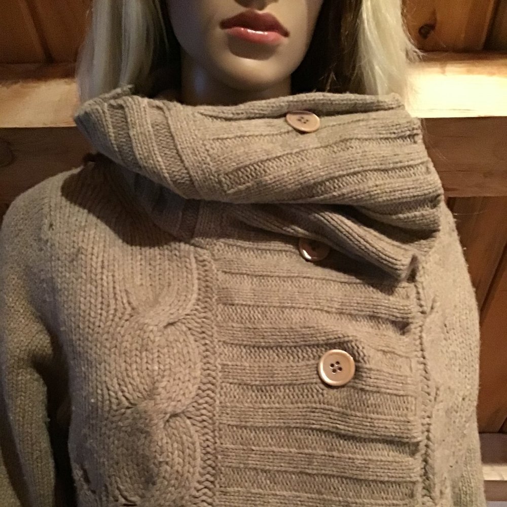 Wrap Lambswool/Cashmere Cowl Cardigan